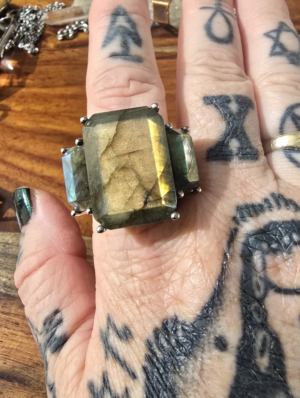 Rare! Discontinued! Evil Pawn Jewelry Labradorite Jotunn Ring - Picture 3 of 8